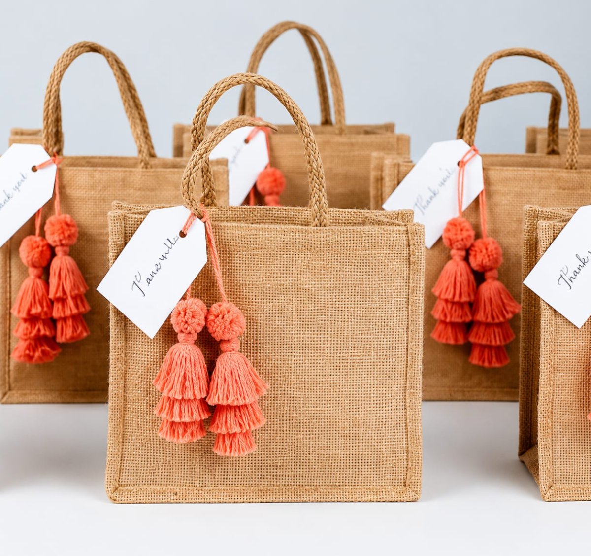 Tassel Charm Jute Gift Bag 